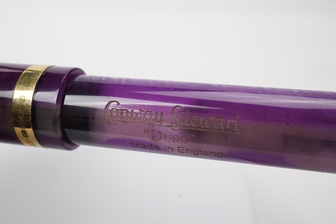 A modern Conway Stewart 'Duro' in stunning purple fitted with 18ct. gold medium nib